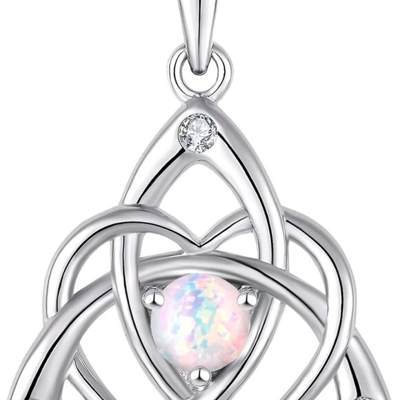 Celtic Knot Necklace for Women 925 Sterling Silver Trinity Love Knot Pendant Bir - Picture 1 of 6